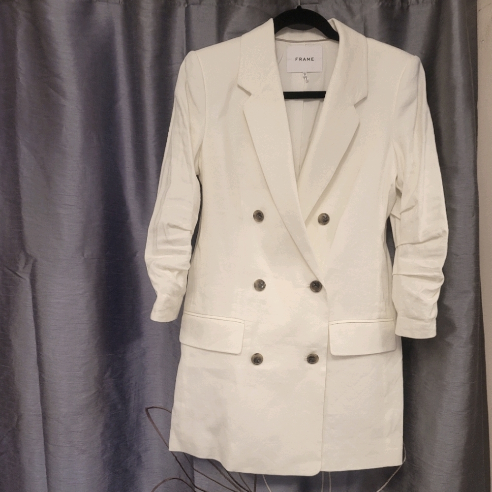 Frame double breasted long blazer